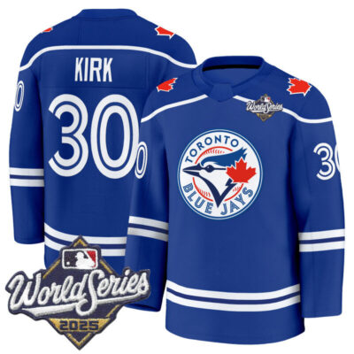 Men's Toronto Blue Jays 2025 World Series Premium Jersey - Hockey Style - Stitched - Royal / Alejandro Kirk