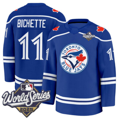 Men's Toronto Blue Jays 2025 World Series Premium Jersey - Hockey Style - Stitched - Royal / Bo Bichette