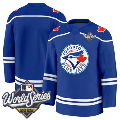 Men's Toronto Blue Jays 2025 World Series Premium Jersey - Hockey Style - Stitched - Royal / Team