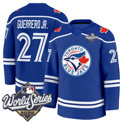 Men's Toronto Blue Jays 2025 World Series Premium Jersey - Hockey Style - Stitched - Royal / Vladimir Guerrero Jr.