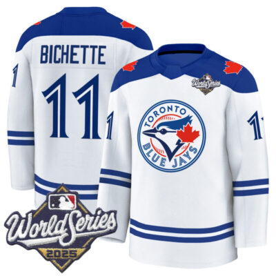 Men's Toronto Blue Jays 2025 World Series Premium Jersey - Hockey Style - Stitched - White / Bo Bichette