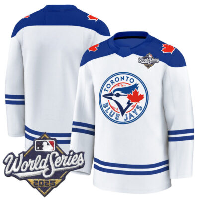 Men's Toronto Blue Jays 2025 World Series Premium Jersey - Hockey Style - Stitched - White / Team