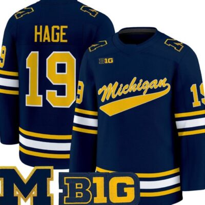 Michael Hage Jersey 19 Michigan Wolverines Hockey 2025-26 Premium Vapor Patch All Stitched