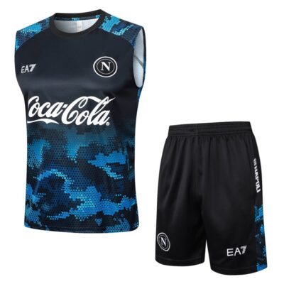 Naples 2024 2025 Blue Black Short Jersey Tank Top Soccer Training Suit