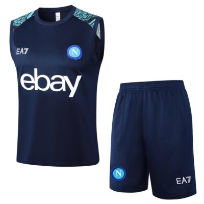 Naples 2024 2025 Dark Blue Short Jersey Tank Top Soccer Training Suit