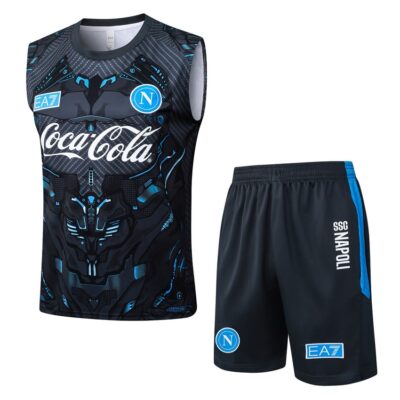 Naples 2025-2026 Black Patterned Jersey Tank Top and Shorts Soccer Training Suit