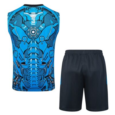 Naples 2025-2026 Blue Pattern Jersey Tank Top and Shorts Soccer Training Suit - Image 4