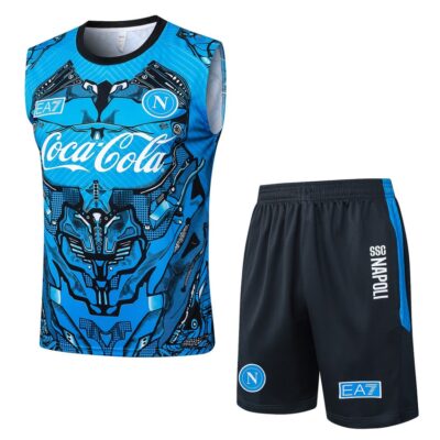 Naples 2025-2026 Blue Pattern Jersey Tank Top and Shorts Soccer Training Suit
