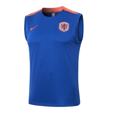 Alternative view of Netherlands 2024 2025 Light Blue Short Jersey Tank Top Soccer Training Suit