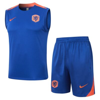 Netherlands 2024 2025 Light Blue Short Jersey Tank Top Soccer Training Suit