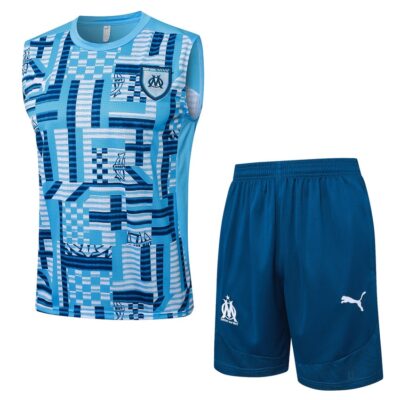 Olympique de Marseille 2024 2025 Sky Blue Jersey Tank Top Shorts Soccer Training Suit
