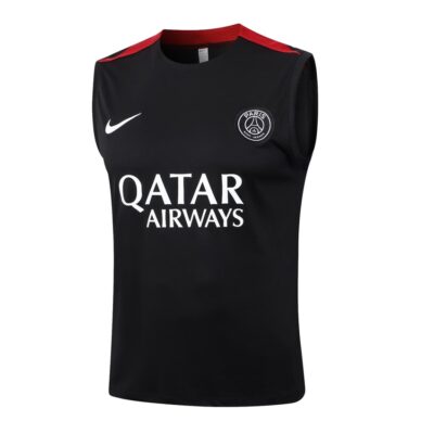 Alternative view of PSG 2024 2025 Black Red Jersey Tank Top Shorts Soccer Training Suit
