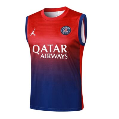 Alternative view of PSG 2024 2025 Red Blue Short Jersey Tank Top Soccer Training Suit