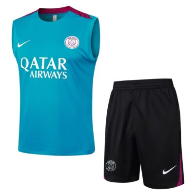 PSG 2024 2025 Sky Blue Short Jersey Tank Top Soccer Training Suit
