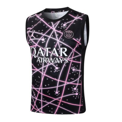 Alternative view of PSG 2025 2026 Black Pink Short Jersey Tank Top Soccer Training Suit