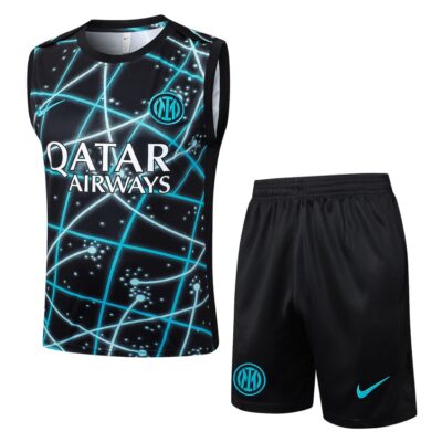 PSG 2025 2026 Black Sky Blue Jersey Tank Top Shorts Soccer Training Suit