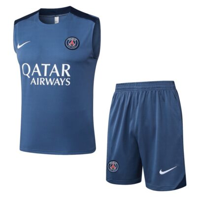 PSG 2025 2026 Ocean Blue Jersey Tank Top Shorts Soccer Training Suit