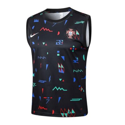 Alternative view of Portugal 2024 2025 Black Pattern Short Jersey Tank Top Soccer Training Suit