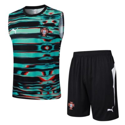 Portugal 2024 2025 Green Black Short Jersey Tank Top Soccer Training Suit