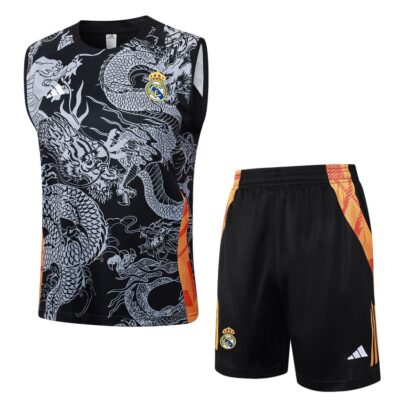 Real Madrid 2024 2025 Black Night Short Jersey Tank Top Soccer Training Suit