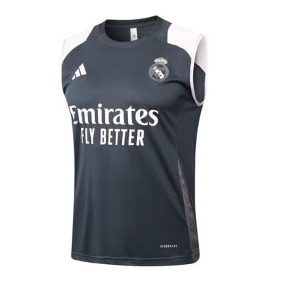 Alternative view of Real Madrid 2024 2025 Black White Short Jersey Tank Top Soccer Training Suit