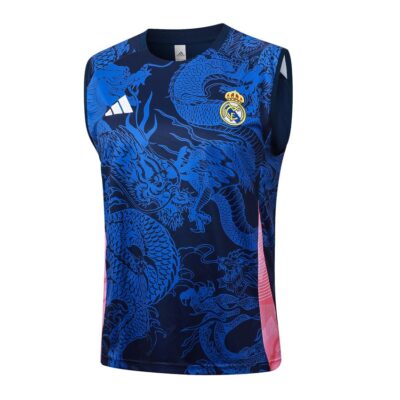 Alternative view of Real Madrid 2024 2025 Blue Patterned Jersey Tank Top Shorts Soccer Training Suit