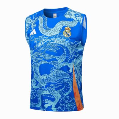 Alternative view of Real Madrid 2024 2025 Sky Blue Short Jersey Tank Top Soccer Training Suit
