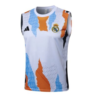 Alternative view of Real Madrid 2024 2025 White Spotted Short Jersey Tank Top Soccer Training Suit
