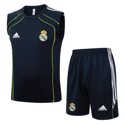 Real Madrid 2025 2026 Black Night Short Jersey Tank Top Soccer Training Suit