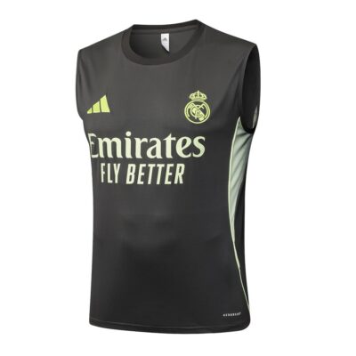 Alternative view of Real Madrid 2025 2026 Black Yellow Short Jersey Tank Top Soccer Training Suit