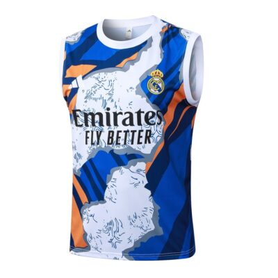 Alternative view of Real Madrid 2025 2026 Blue Spotted Short Jersey Tank Top Soccer Training Suit
