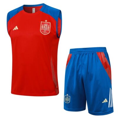 Spain 2024 2025 Red Short Jersey Tank Top Soccer Training Suit