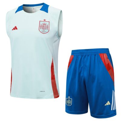 Spain 2024 2025 White Short Jersey Tank Top Soccer Training Suit