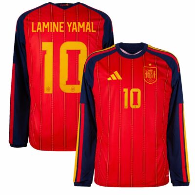 Spain Home Jersey 2026/2027 Lamine Yamal 10 Long Sleeve