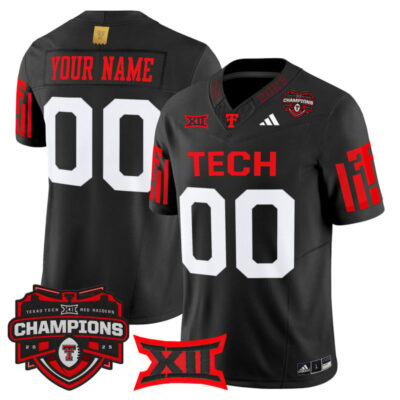 Texas Tech Red Raiders 2025 Big 12 Champions Vapor Limited Custom Jersey - Black
