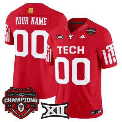 Texas Tech Red Raiders 2025 Big 12 Champions Vapor Limited Custom Jersey - Red