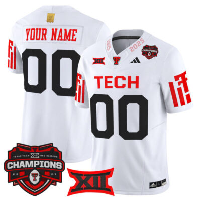 Texas Tech Red Raiders 2025 Big 12 Champions Vapor Limited Custom Jersey - White