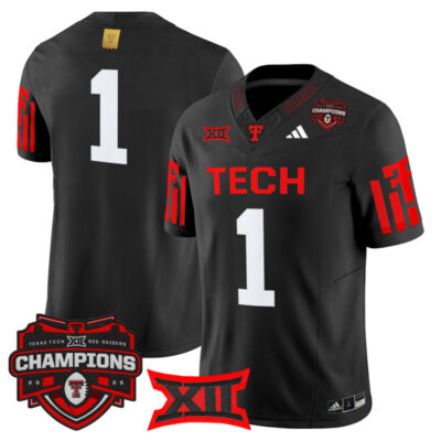 Texas Tech Red Raiders 2025 Big 12 Champions Vapor Limited Jersey - Black / #1 Team