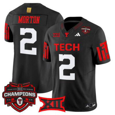Texas Tech Red Raiders 2025 Big 12 Champions Vapor Limited Jersey - Black / Behren Morton