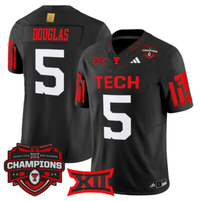 Texas Tech Red Raiders 2025 Big 12 Champions Vapor Limited Jersey - Black / Caleb Douglas