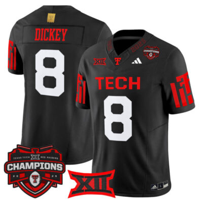 Texas Tech Red Raiders 2025 Big 12 Champions Vapor Limited Jersey - Black / Cameron Dickey