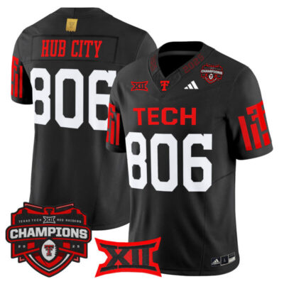 Texas Tech Red Raiders 2025 Big 12 Champions Vapor Limited Jersey - Black / Hub City 806