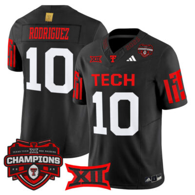 Texas Tech Red Raiders 2025 Big 12 Champions Vapor Limited Jersey - Black / Jacob Rodriguez