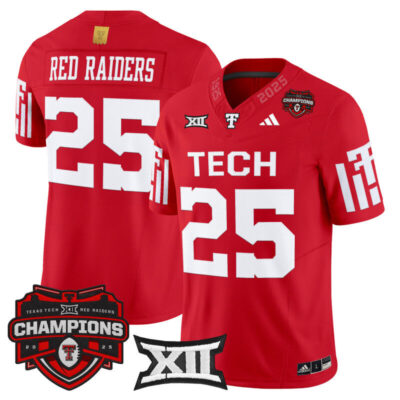 Texas Tech Red Raiders 2025 Big 12 Champions Vapor Limited Jersey - Red / #25 Red Raiders