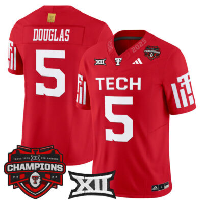 Texas Tech Red Raiders 2025 Big 12 Champions Vapor Limited Jersey - Red / Caleb Douglas