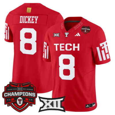 Texas Tech Red Raiders 2025 Big 12 Champions Vapor Limited Jersey - Red / Cameron Dickey