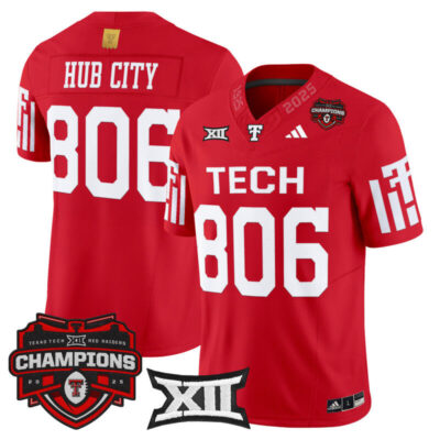 Texas Tech Red Raiders 2025 Big 12 Champions Vapor Limited Jersey - Red / Hub City 806