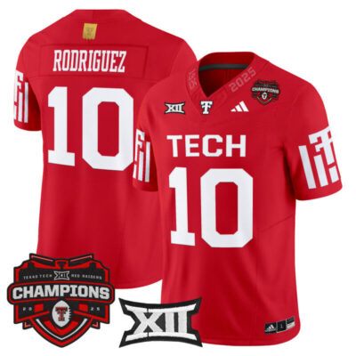 Texas Tech Red Raiders 2025 Big 12 Champions Vapor Limited Jersey - Red / Jacob Rodriguez