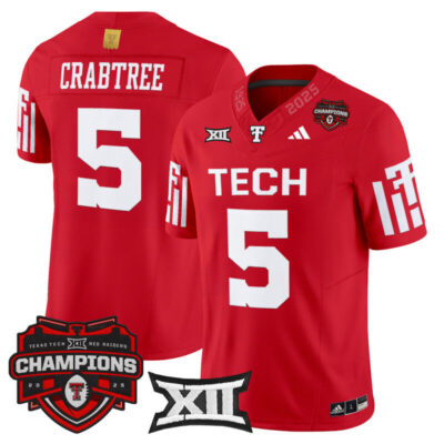 Texas Tech Red Raiders 2025 Big 12 Champions Vapor Limited Jersey - Red / Michael Crabtree