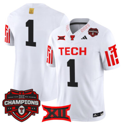 Texas Tech Red Raiders 2025 Big 12 Champions Vapor Limited Jersey - White / #1 Team